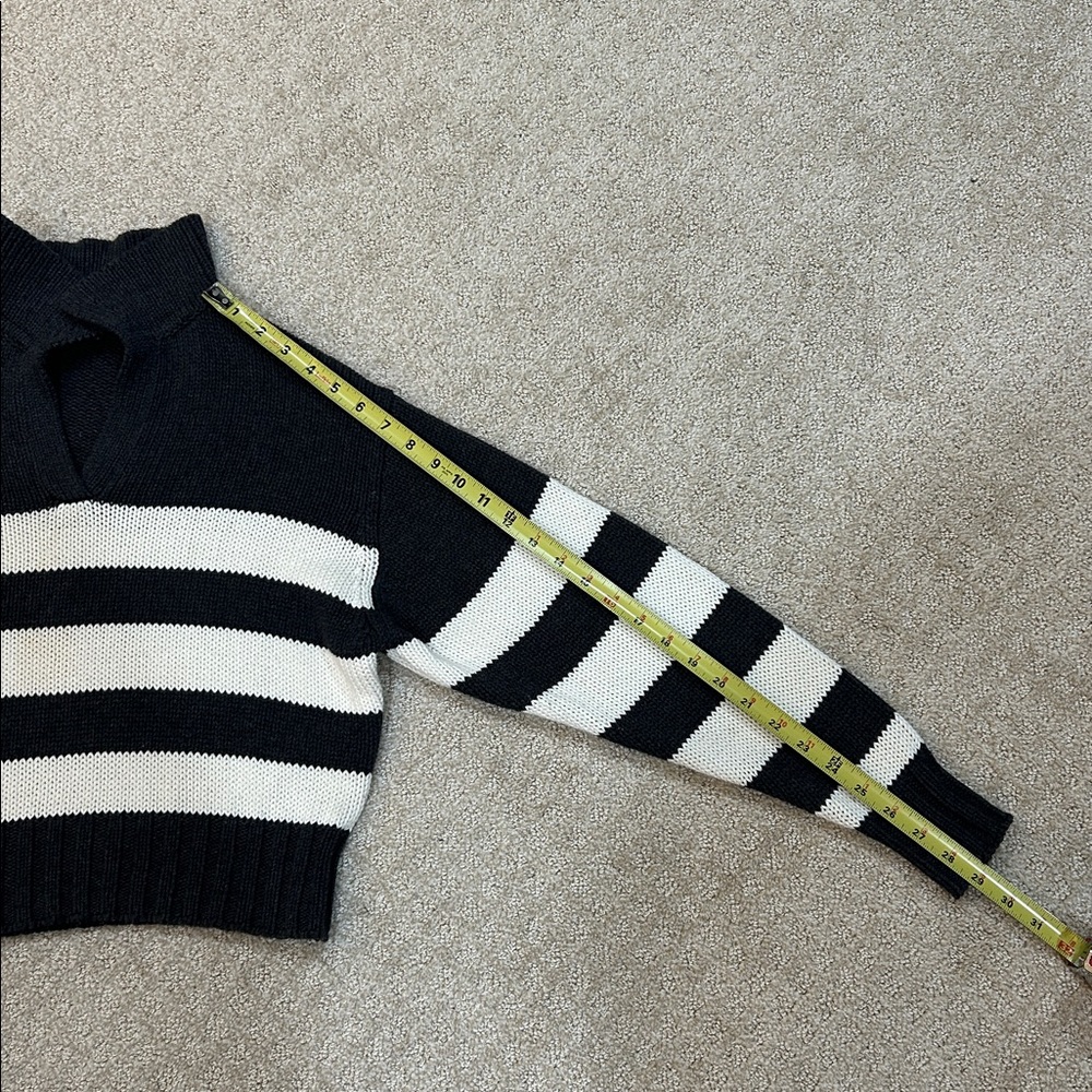 Quince 100% Organic Cropped Cotton Polo Sweater Charcoal/Off White XS - Picture 12 of 12